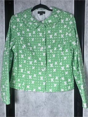 Josephine Women’s Size 8 Green White Patterned Cropped Blazer Jacket